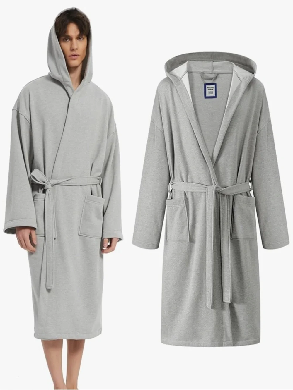 UNISEX HOODED BATHROBE SWEATSHIRT MATERIAL fleece lining Mothers Day gift sporty